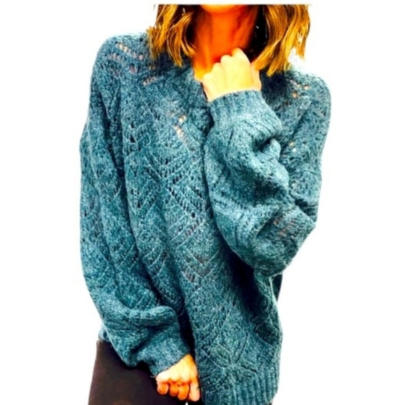 American Eagle Outfitters Sweaters - ♡ American Eagle Outfitters Wool Sweater | Dark Teal Blue Slouch Oversized Fit S